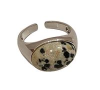 Hattba Bague vintage réglable en pierre naturelle avec motifs jaunes uniques pour femme à la mode, As Picture Shown, Métal