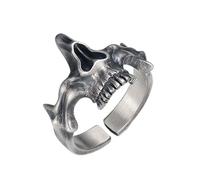 Hattba Bagues vintage en argent pour homme avec tête de mort punk - Accessoire de bijoux