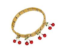 Hattba Bracelet élégant en acier inoxydable avec motif fraise et cerises pour femmes et adolescentes avec ajustement réglable