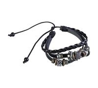 Hattba Bracelet vintage en cuir punk étoile perlée multicouche bijoux punk Wrap pour femmes hommes