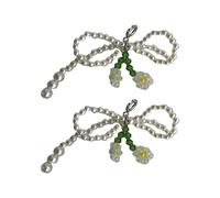 Hattba Breloque en forme de chaussure avec nœud en perles et fleur - Accessoire décoratif pour femme, taille unique, Comme décrit, Comme décrit.