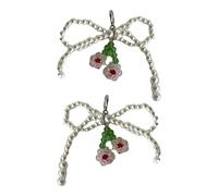 Hattba Breloque en forme de chaussure avec nœud en perles et fleur - Accessoire décoratif pour femme, taille unique, Comme décrit, Comme décrit.