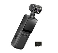 Hattba Caméra corporelle 4K - Petit corps portable - Lentille rotative à 180 degrés - Enregistreur de sport en plein air - Wifi - Portable - Clip arrière