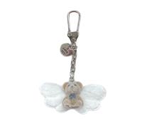 Hattba Charmant petit ours floqué à la mode pendentif breloque portable pour porte-clés et accessoire de téléphone décoration usage quotidien pendentif téléphone