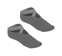 Hattba Chaussettes de yoga de danse combinant un coussinet de traction flexible en tissu texturé à lanières pour tous les jours, chaussettes de yoga avec cheville, gris foncé, Taille unique