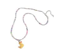 Hattba Collier avec pendentif canard avec perles multicolores - Collier réglable en forme d'animaux - Bijoux tendance pour femme et fille, 45+5cm, Plastique