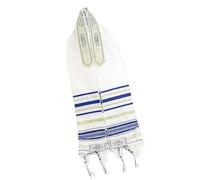 Hattba Écharpe de prière messianique respirante à franges pour cérémonies religieuses et événements culturels en polyester, bleu marine, taille unique