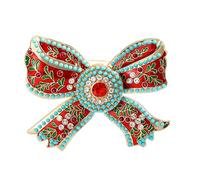 Hattba Élégante broche avec nœud de style cour royale avec strass étincelants pour les occasions formelles