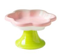 Hattba Gamelle en céramique en forme de fleur pour chats - Antidérapante - Support surélevé - Protection du cou