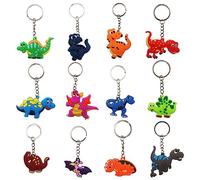 Hattba Lot de 12 porte-clés dinosaures en PVC avec pendentif en forme de dinosaure, cadeau de fête d'anniversaire, sac à dos