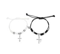 Hattba Lot de 2 bracelets d'amitié avec pendentif en corde tressée pour homme et femme