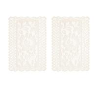 Hattba Lot de 2 draps de table en dentelle artistique avec motifs floraux carrés faciles à nettoyer en polyester Décoration de salle à manger