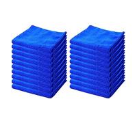 Hattba Lot de 20 chiffons de nettoyage en microfibre bleus (30,5 x 30,5 cm) haute performance absorbants pour lavage de voiture, polissage, nettoyage automobile