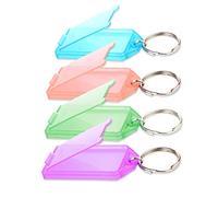Hattba Lot de 20 petites étiquettes colorées avec couvercles transparents, anneaux fendus et étiquettes d'identification à clapet pour porte-clés L
