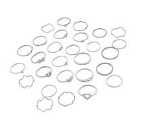 Hattba Lot de 28 bagues en forme de cœur avec des designs élégants et des strass élégants pour femme à la mode, As Picture Shown, Zinc