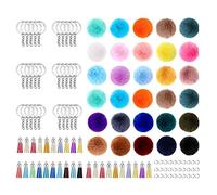 Hattba Lot de 30 porte-clés à pompons avec pompons et porte-clés pour sac à breloques, ensemble d'accessoires animaux