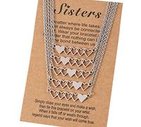 Hattba Lot de 4/5 colliers en forme de cœur pour meilleure amie, sœur, pendentifs assortis en forme de cœur, bijoux cadeaux d'anniversaire, 17.71+1.96in, Acier inoxydable, Acier inoxydable.