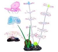 Hattba Lot de 4 coraux de couleur fluorescente pour décoration d'aquariums avec des paysages détaillés et aux couleurs vives