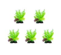 Hattba Lot de 5 plantes artificielles réalistes avec base pour aquariums, paysages, terrariums