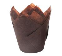 Hattba Lot de 50 caissettes à muffins sophistiquées en forme de tulipes - Résistantes à la graisse - Pour la pâtisserie de Noël, mariage, fête d'anniversaire