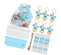 Hattba Lot de 6/20 porte-clés avec pendentif pieds de bébé avec cordon de serrage, étiquette de remerciement, autocollant pour mariage, fête prénatale, décoration