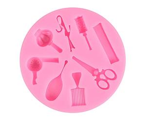 Hattba Moule de cuisson pour coiffure, peigne, ciseaux, sèche-cheveux, décoration de gâteaux, moule à chocolat, fondant