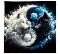 Hattba Nappe de tarots, nappe d'autels, dragon/loup, astrologie, nappe de divination, tapisserie murale, décoration murale, autels, carte de tarots