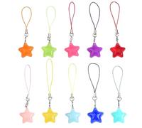 Hattba Pendentifs colorés en forme d'étoile à cinq branches en alliage pour la fabrication de bijoux, porte-clés, pompons, colliers