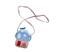Hattba Petit sac élégant sur le thème des champignons pour filles, sac à main à bandoulière tendance en cuir PU avec fermeture éclair sécurisée, sac à bandoulière mignon en forme de champignon, bleu