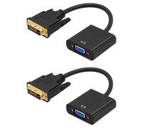 Hattba Plug And Play Convertisseur vidéo DVID vers VGA pour téléviseurs HD jusqu'à 1920 x 1200 DVI24+1 VGA mâle femelle adaptateur convertisseur de câble actif