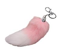 Hattba Porte-clés en forme de queue de renard accrocheur avec breloque élégante en forme de queue de renard