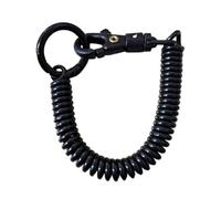 Hattba Porte-clés en spirale extensible, porte-clés rétractable à ressort hélicoïdal, porte-clés en alliage, porte-clés coloré pour sac à dos, Noir , 18cm