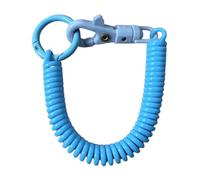 Hattba Porte-clés en spirale extensible, porte-clés rétractable à ressort hélicoïdal, porte-clés en alliage, porte-clés coloré pour sac à dos, bleu lac, 18cm