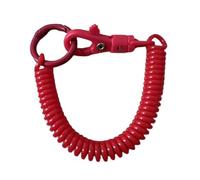 Hattba Porte-clés en spirale extensible, porte-clés rétractable à ressort hélicoïdal, porte-clés en alliage, porte-clés coloré pour sac à dos, Rougeur, 18cm