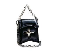 Hattba Sac à bandoulière carré pour femme et fille, sac à main tendance, simple, loisirs, décontracté, chaîne de couleur unie, sacs élégants, bandoulière, Noir