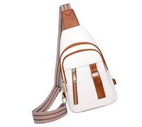 Hattba Sac à bandoulière en cuir synthétique pour homme et femme - Sac à dos de sport décontracté - Pour voyage quotidien - Pour homme et femme - Petite poitrine - Bandoulière de voyage, b, One Size