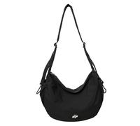 Hattba Sac à bandoulière en nylon de grande capacité, tendance, couleur unie, sac à bandoulière décontracté pour étudiant, école avec sangle réglable, bandoulière de grande capacité, Noir , One Size