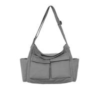 Hattba Sac à bandoulière souple de loisirs tendance en toile de couleur unie pour femme pour voyage ou utilisation quotidienne, sac à bandoulière en toile de grande capacité, gris, One Size