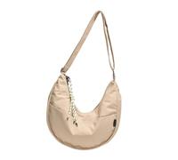 Hattba Sac à bandoulière tendance de couleur unie avec sangle unique et cordon noué à fermeture éclair pour la mode unisexe pour les jeunes, beige, One Size