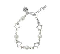 Hattba Y2k Bracelet vintage en perles avec pendentif en forme d'étoile et pentagrammes en forme de cœur, taille unique, Comme décrit
