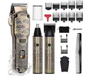 Hatteker Cheveux Hommes Tondeuse Barbe Homme Tondeuse Nasale Professionnelle Imperméable Kit de coupe de cheveux Tondeuse de barbier Tondeuse sans fil Tondeuse pour le nez Tondeuse pour les détails