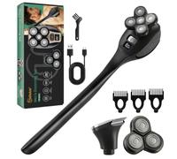 Hatteker Kit de rasoir électrique 2 en 1 pour dos et chauve | Poignée auxiliaire, lame 5D, charge USB-C, étanchéité IPX6, sans fil, humide/sec