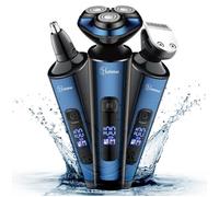 HATTEKER Rasoir Hommes Électrique Rotatif Tondeuse à Barbe Enlever Poils Nez Oreilles Sans Fil Rechargeable USB 3 En 1