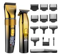 Hatteker Tondeuse à Cheveux Professionnelle Kit de Tondeuse à barbe hommes Tondeuse de précision IPX7 (Or)