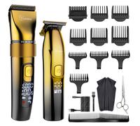 Hatteker Tondeuse à Cheveux Professionnelle pour Hommes et T - Blade Tondeuse Kit de Coiffure Sans Fil IPX Gold