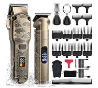 Hatteker Tondeuse à cheveux professionnelle pour hommes Set de tondeuses à barbe et à cheveux T-Blade Trimmer lavable Kit d'entretien sans fil Tondeuse à nez et à corps Tondeuse Cheveux et Barbe