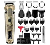 Hatteker Tondeuse barbe homme Tondeuse cheveux hommes Rasoir électrique pour homme Professionnel 8 en 1 Vitesse réglable Etanche Kit de toilettage visage nez corps (Bronze)