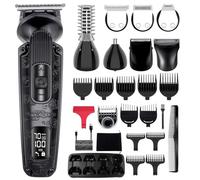 Hatteker Tondeuse barbe homme Tondeuse cheveux hommes Rasoir électrique pour homme Professionnel 8 en 1 Vitesse réglable Etanche Kit de toilettage visage nez corps (Noir)