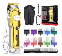 Hatteker Tondeuse Cheveux Hommes Tondeuse Barbe Tondeuse de Précision étanche Or