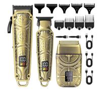 Hatteker Tondeuse Professionnelle Homme 3 en 1 - Tondeuse Barbe - Rasoir Électrique - Tondeuse Barbe sans Fil - Coffret de Soins Homme avec Affichage LCD